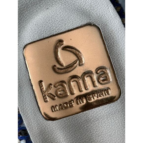 KANNA Spain denim fabric criss cross slide on espadrille wedge heels sandals - Picture 6 of 8